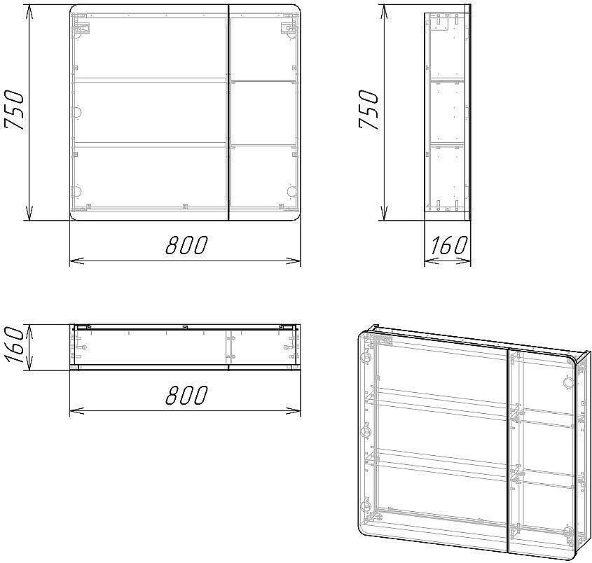 Зеркальный шкаф Grossman Талис 208009 80 бетон пайн купить в интернет-магазине сантехники Sanbest