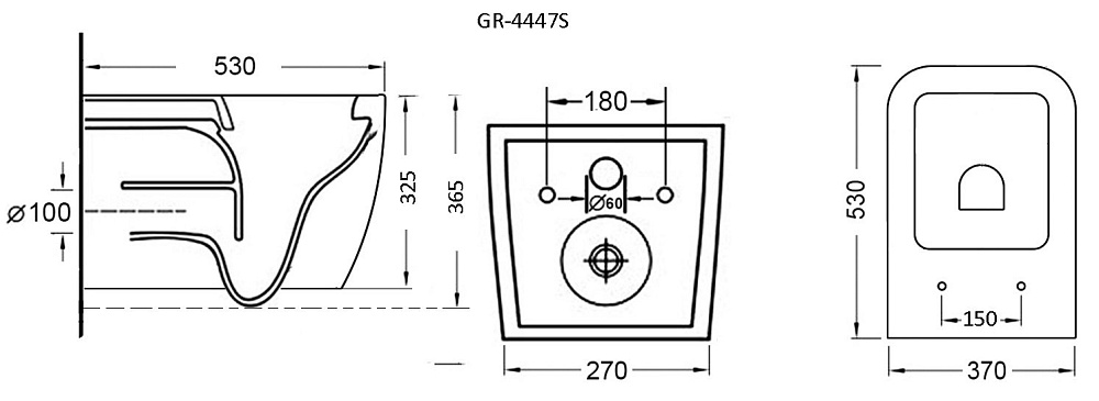 Унитаз подвесной Grossman GR-4447 безободковый, с крышкой микролифт купить в интернет-магазине Sanbest