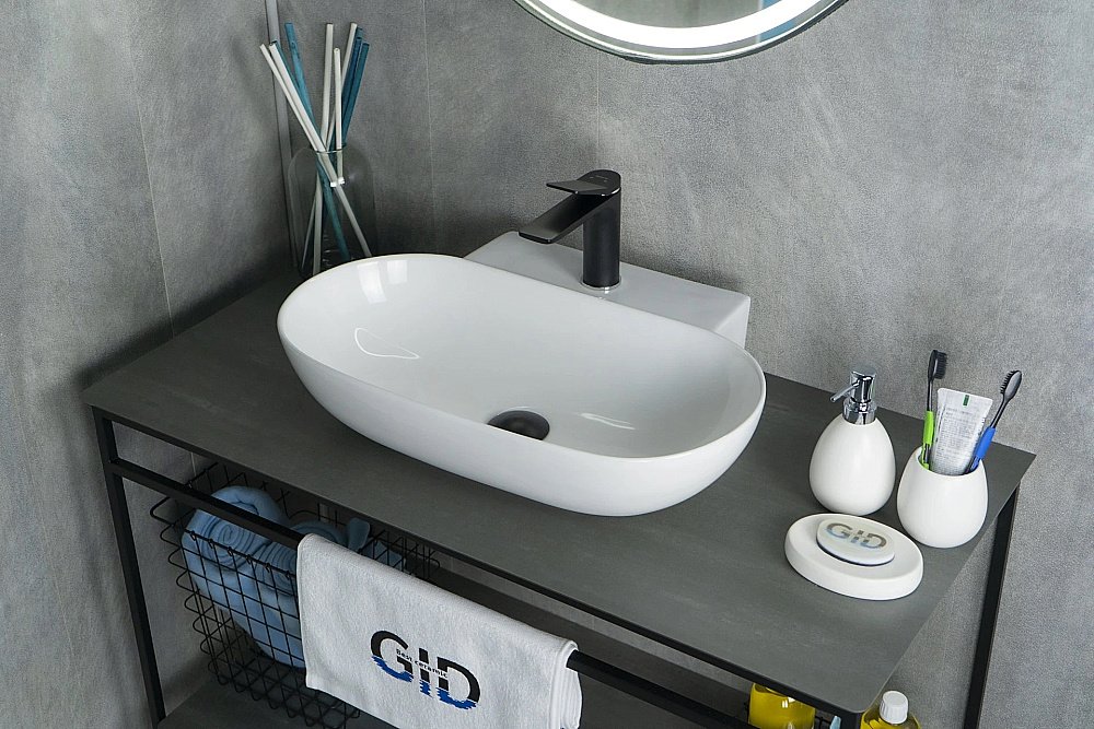 Раковина накладная Gid Lago 56 N9234 51133 белая купить в интернет-магазине Sanbest