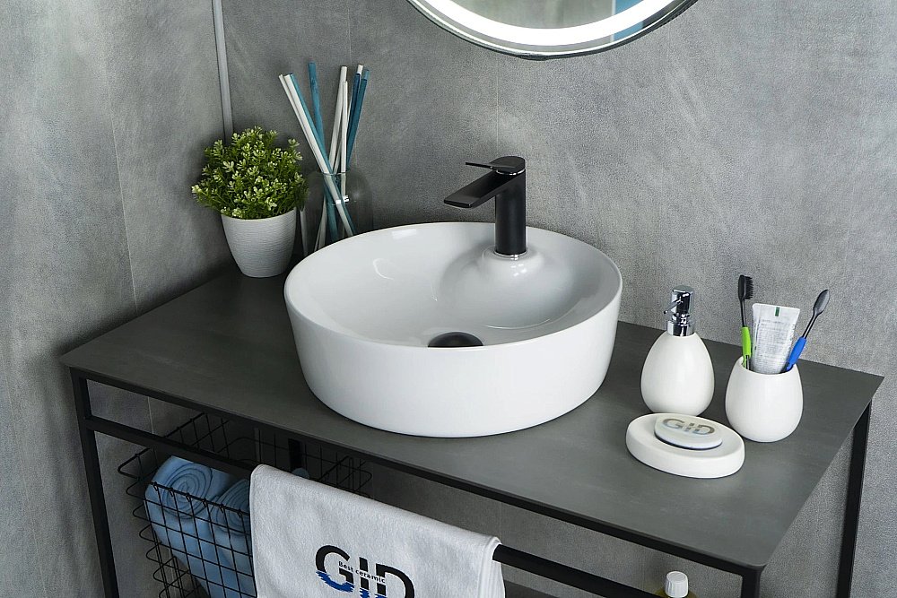 Раковина накладная Gid Esfera 44 D1306 51181 белая купить в интернет-магазине Sanbest