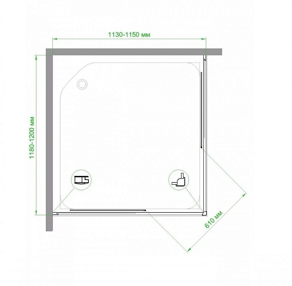 Душевой уголок Royal Bath RB12115HPD-C 115х120 матовый купить в интернет-магазине Sanbest