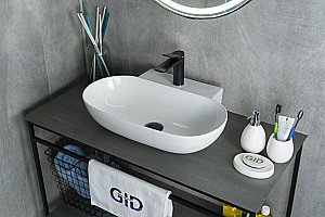 Раковина накладная Gid Lago 56 N9234 51133 белая купить в интернет-магазине Sanbest