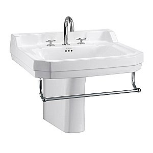 Раковина на полупьедестале Burlington Edwardian 62 B5 3TH-P8+T3 CHR с полотенцедержателем белая купить в интернет-магазине Sanbest