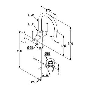 Смеситель для раковины Kludi Nova Fonte Puristic 201180515 хром купить в интернет-магазине сантехники Sanbest