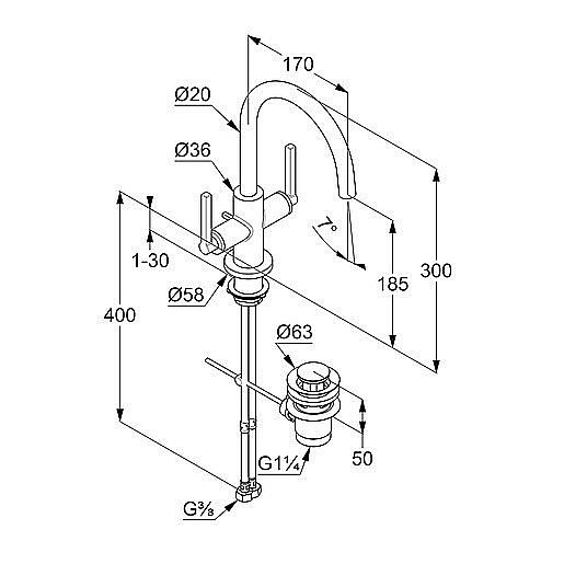 Смеситель для раковины Kludi Nova Fonte Puristic 201180515 хром купить в интернет-магазине сантехники Sanbest