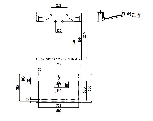 Раковина Creavit Epic 80,5 EP080-0000 белая купить в интернет-магазине Sanbest