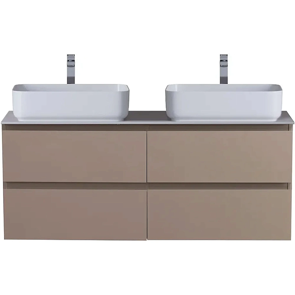 Тумба с раковиной и столещницей BelBagno 120 KRAFT-1200-4C-SO-СO+KEP-120-2-CEM бежевая матовая для ванной в интернет-магазине Sanbest