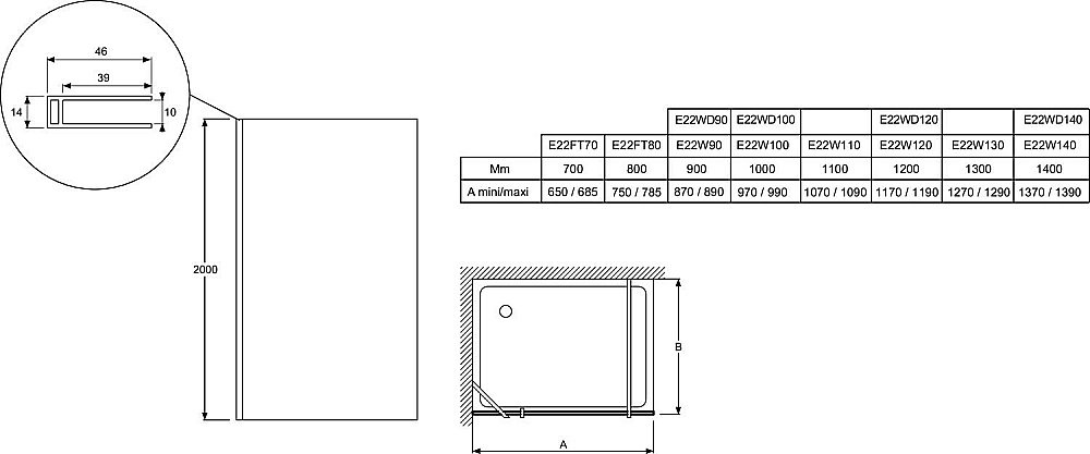 Душевое ограждение Jacob Delafon CONTRA E22FT90-BL 90 купить в интернет-магазине Sanbest
