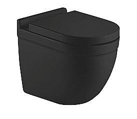 Унитаз подвесной CeramaLux 2198MB черный матовый, безободковый, с крышкой микролифт купить в интернет-магазине Sanbest