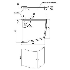 Душевой уголок Aquanet IVA NK1222 100x90 стекло прозрачное/профиль хром купить в интернет-магазине Sanbest
