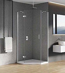 Душевой уголок NEW TRENDY NEW AZURA K-0559/K-0560 80x80 стекло прозрачное/профиль хром купить в интернет-магазине Sanbest