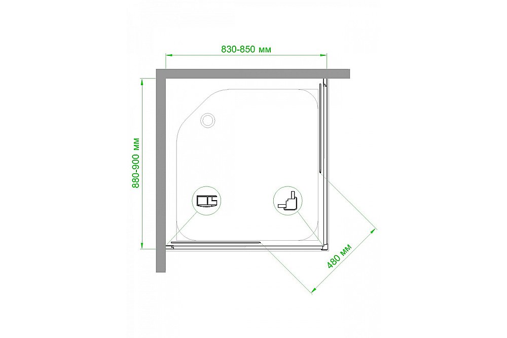 Душевой уголок Royal Bath RB9085HPD-C-BL 85х90 матовый купить в интернет-магазине Sanbest