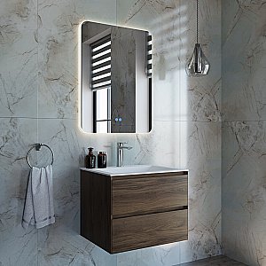 Тумба с раковиной Vincea Luka 60 VMC-2L600CO/VCB-13600W тёмный дуб/раковина белая для ванной в интернет-магазине Sanbest