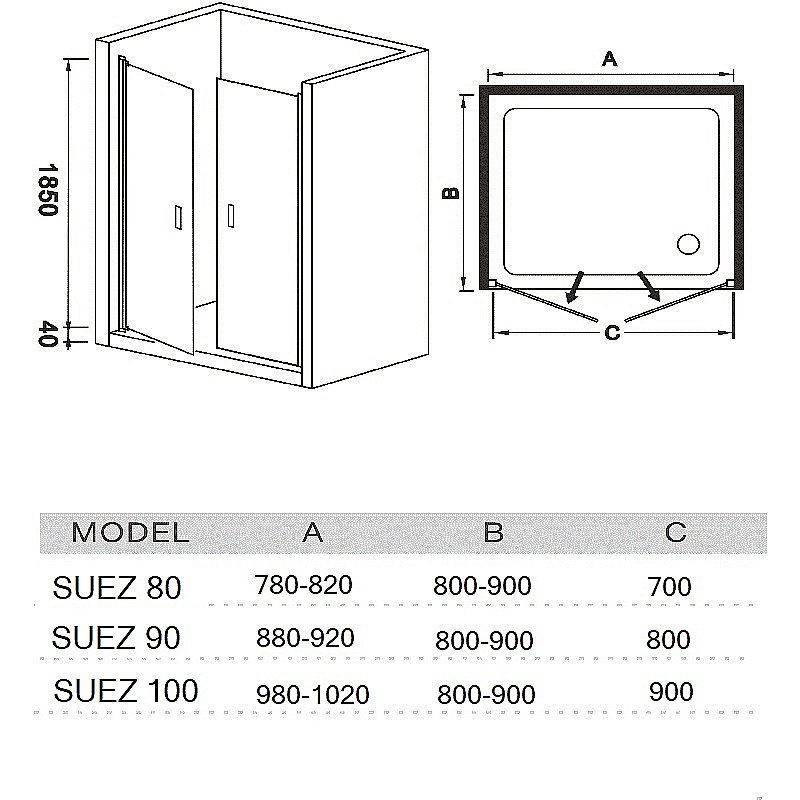 Душевая дверь RIVER SUEZ 80 матовая купить в интернет-магазине Sanbest