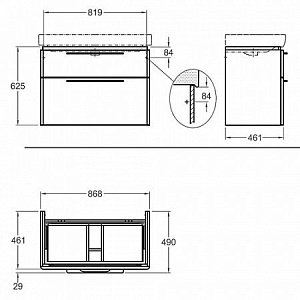 Тумба с раковиной Geberit Smyle 90 темное дерево для ванной в интернет-магазине Sanbest