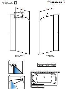 Шторка для ванны Radaway Torrenta PNJ 80 стекло прозрачное/профиль хром купить в интернет-магазине Sanbest