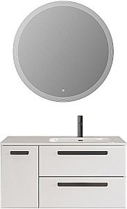 Тумба с раковиной Cezares ECO-CER-N 100 ECO-CER-N-1000-2C-1A-SO-BL белая глянцевая для ванной в интернет-магазине Sanbest