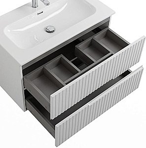 Тумба с раковиной Cezares DUET-N 80 DUET-N-800-2C-SO-FBS-P ясень белая софт для ванной в интернет-магазине Sanbest