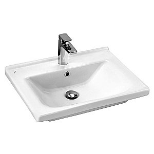 Тумба с раковиной Акватон Рене 60 белая/грецкий орех для ванной в интернет-магазине Sanbest