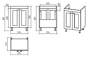Тумба с раковиной Misty Урал - 60 Э-Ура-01060-021Н белая для ванной в интернет-магазине Sanbest