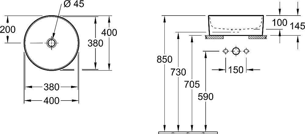 Раковина накладная Villeroy&Boch Collaro 40 4A184001 альпийский белый купить в интернет-магазине Sanbest