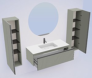 Тумба с раковиной Armadi Art QUATRO 1 100 FUGA LUNA/профиль ANTHRACITE/раковина белая для ванной в интернет-магазине Sanbest
