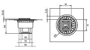 Душевой трап боковой Berges Zentrum Antik 10х10 091364 хром глянец купить в интернет-магазине Sanbest