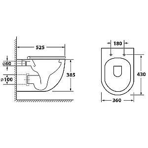 Унитаз подвесной OWL 1975 Wave Cirkel-H TOWLT190801 безободковый, с крышкой микролифт купить в интернет-магазине Sanbest