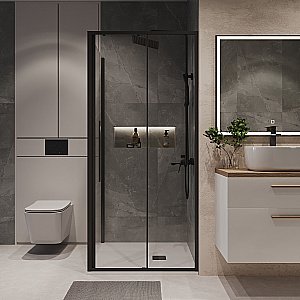Душевой уголок Niagara Nova NG-84-9AB/NG-A80B-34 90х80 стекло прозрачное/профиль черный матовый купить в интернет-магазине Sanbest