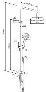 Душевая система Damixa Origin Bit 977700300 черная матовая купить в интернет-магазине сантехники Sanbest