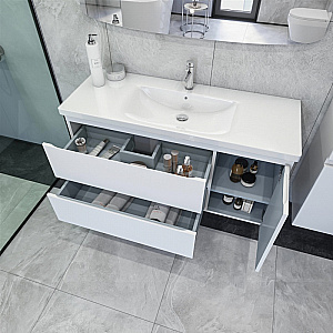 Тумба с раковиной Caprigo Forte 120 два ящика, одна дверь справа бланж для ванной в интернет-магазине Sanbest