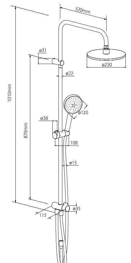 Душевая система Damixa Origin Bit 977700300 черная матовая купить в интернет-магазине сантехники Sanbest