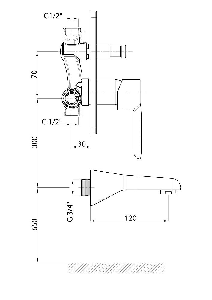 Смеситель для ванны с душем GPD FELIS MAB75 купить в интернет-магазине сантехники Sanbest