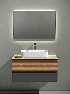 Тумба с раковиной Sancos DELTA 100 со столешницей, дуб красный/графит для ванной в интернет-магазине Sanbest