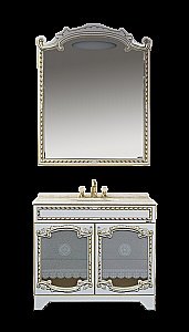 Зеркало Misty Элис 100x123 белая.патина/стекло в ванную от интернет-магазине сантехники Sanbest