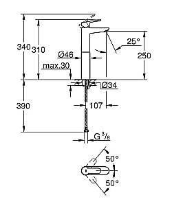 Смеситель для раковины Grohe BauEdge 23761000 купить в интернет-магазине сантехники Sanbest