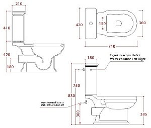 Унитаз напольный Artceram Hermitage HEV004 01 00 золото купить в интернет-магазине Sanbest