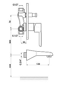 Смеситель для ванны с душем GPD FELIS MAB75 купить в интернет-магазине сантехники Sanbest