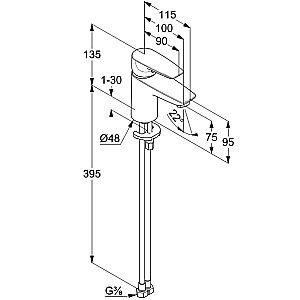 Смеситель для раковины Kludi Pure&Solid 343890575WR4 хром купить в интернет-магазине сантехники Sanbest