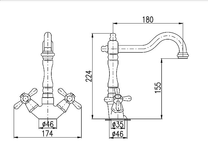 Смеситель для раковины Rav-Slezak Morava Retro MK420.5/8SM бронза купить в интернет-магазине сантехники Sanbest