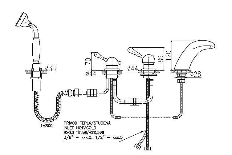 Cмеситель каскадный для ванны Rav-Slezak LABE L571.5PSM купить в интернет-магазине сантехники Sanbest
