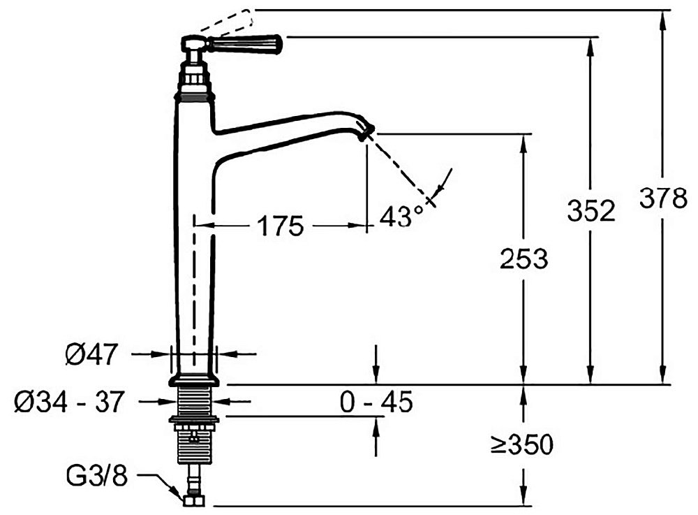 Cмеситель для раковины Jacob Delafon CLEO 1889 E24309-CP хром купить в интернет-магазине сантехники Sanbest