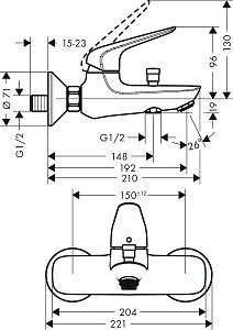 Смеситель для ванны Hansgrohe Novus 71040000 купить в интернет-магазине сантехники Sanbest