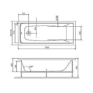 Ванна акриловая AM.PM GEM W90A-170-070W-A  70x170 купить в интернет-магазине Sanbest
