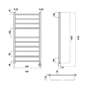Полотенцесушитель электрический Domoterm Квадро П10 500х1000 E хром купить в интернет-магазине сантехники Sanbest