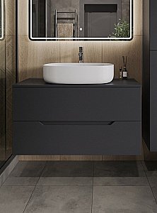 Тумба с раковиной Orange Line 100 Li-100TugMDF+B04-600W графит/белый для ванной в интернет-магазине Sanbest