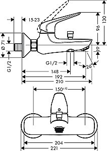 Смеситель для ванны Hansgrohe Novus 71040000 купить в интернет-магазине сантехники Sanbest