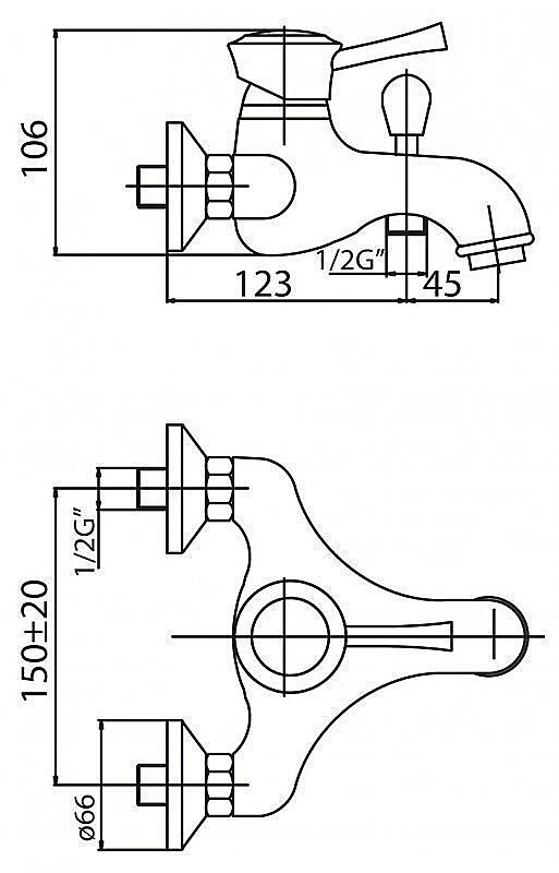Смеситель для ванны и душа Cezares GIUBILEO-VM-01-хром купить в интернет-магазине сантехники Sanbest