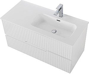 Тумба с раковиной Cezares DUET-N 100 DUET-N-1000-2C-SO-BL белая глянцевая левая/правая для ванной в интернет-магазине Sanbest