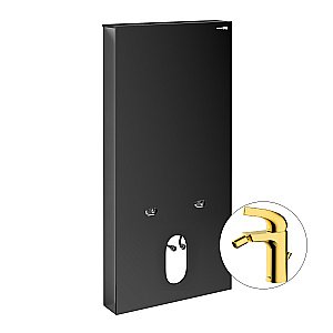 Инсталляция для биде со смесителем WasserKraft Naab 86BDT.050.BL.SQ7106 черная панель/смеситель золото глянцевое купить в интернет-магазине сантехники Sanbest